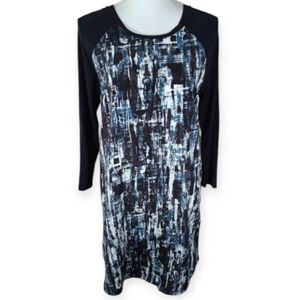 BANANA REPUBLIC NAVY & WHITE MODERN PRINT DRESS SZ.S EUC.